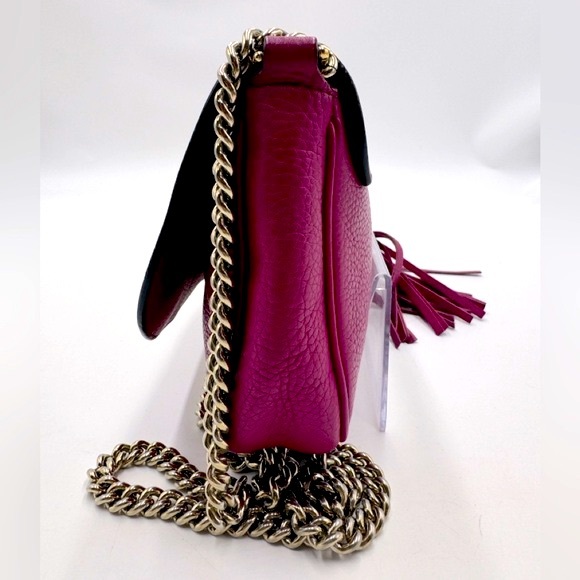 Auth Gucci Medium Fuchsia Leather Soho Crossbody Shoulder Bag Preloved Clutch - Picture 4 of 16